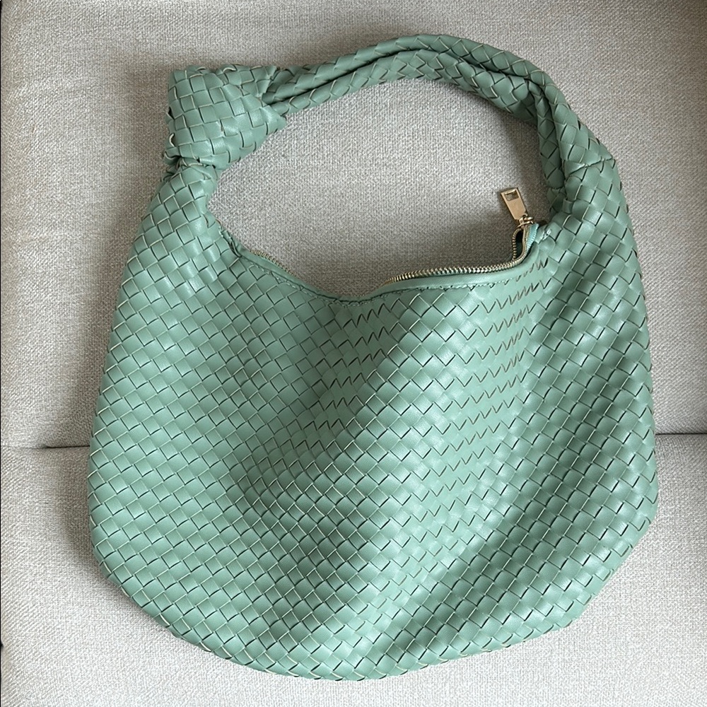 Melie Bianco x Anthropologie Brigitte Green Woven Shoulder Bag